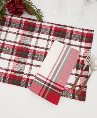 Simple Plaid Cotton Placemats and Napkins, Set of 8