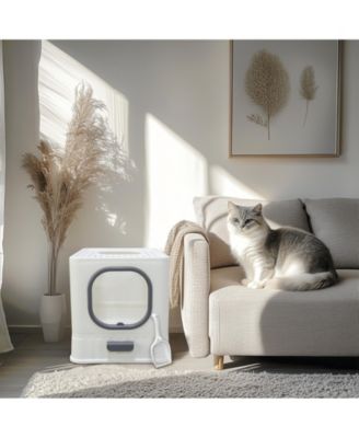 Drawer Cat Litter Box With Anti-Splash Front Entry & Scoop