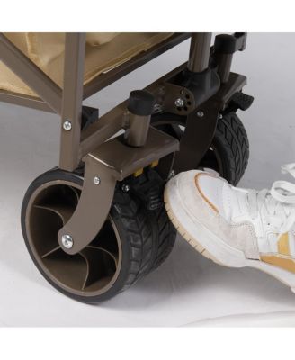 Collapsible Beach Wagon with Big Wheels, Utility Foldable Grocery Cart Heavy Duty, Portable Folding Wagon Cart with Wheel for Camping