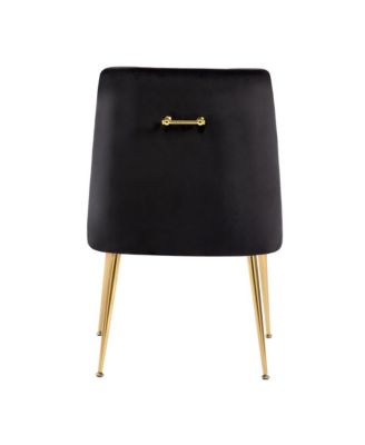 Modern Velvet Upholstered Dining Chairs Set of 2, Mid Century Side Chairs with 5.12” Cushions and Back Pull Rod for Kitchen, Living Room