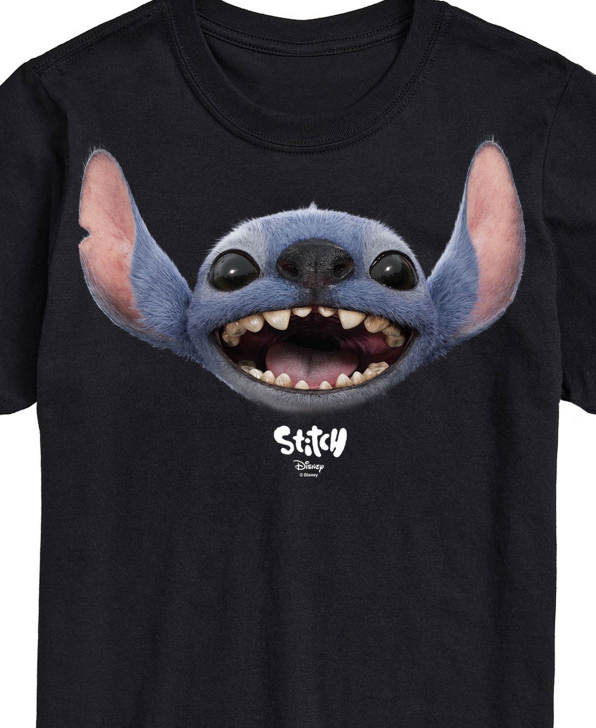 Airwaves Men's Lilo And Stitch Live Action Stitch Face Short Sleeve T-shirt In Black