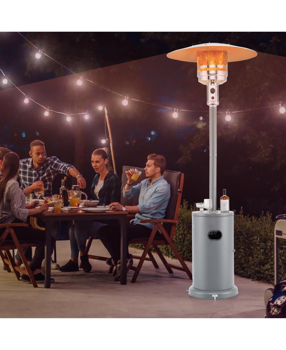 50000 Btu Propane Patio Heater with Round Table Design