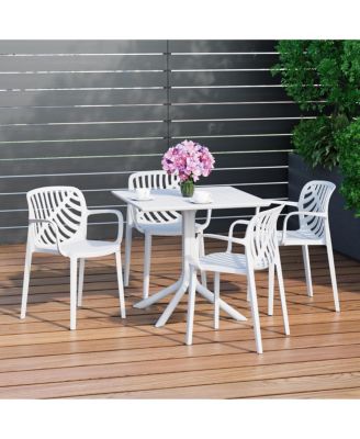 5-Piece Outdoor Square Patio Dining Table Set with Stackable Patio Dining Chairs