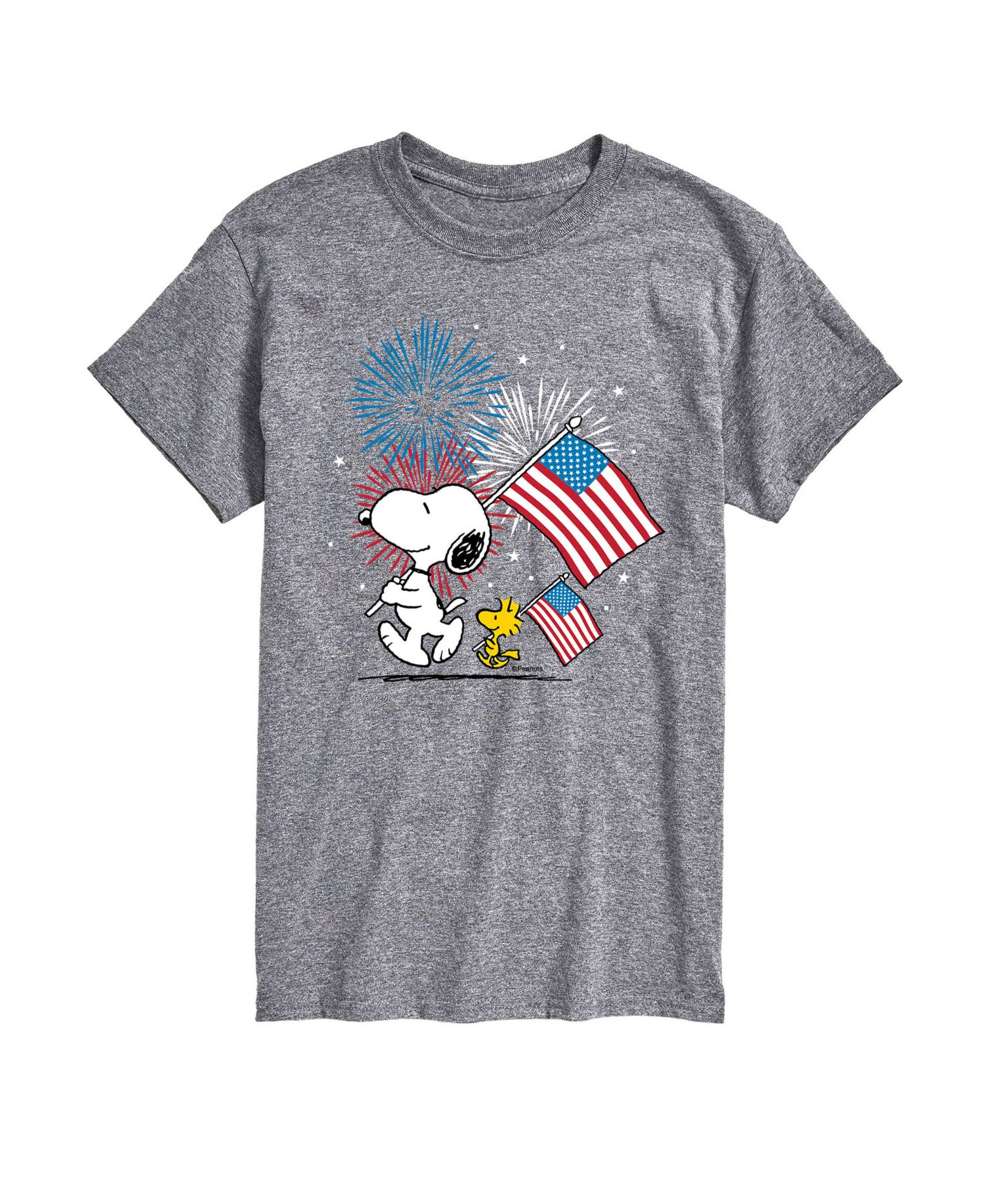 Men's Peanuts Snoopy Flag Fireworks Short Sleeve T-Shirt