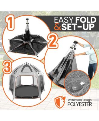 Portable & Foldable Playpen with Padded Mattress, Gray