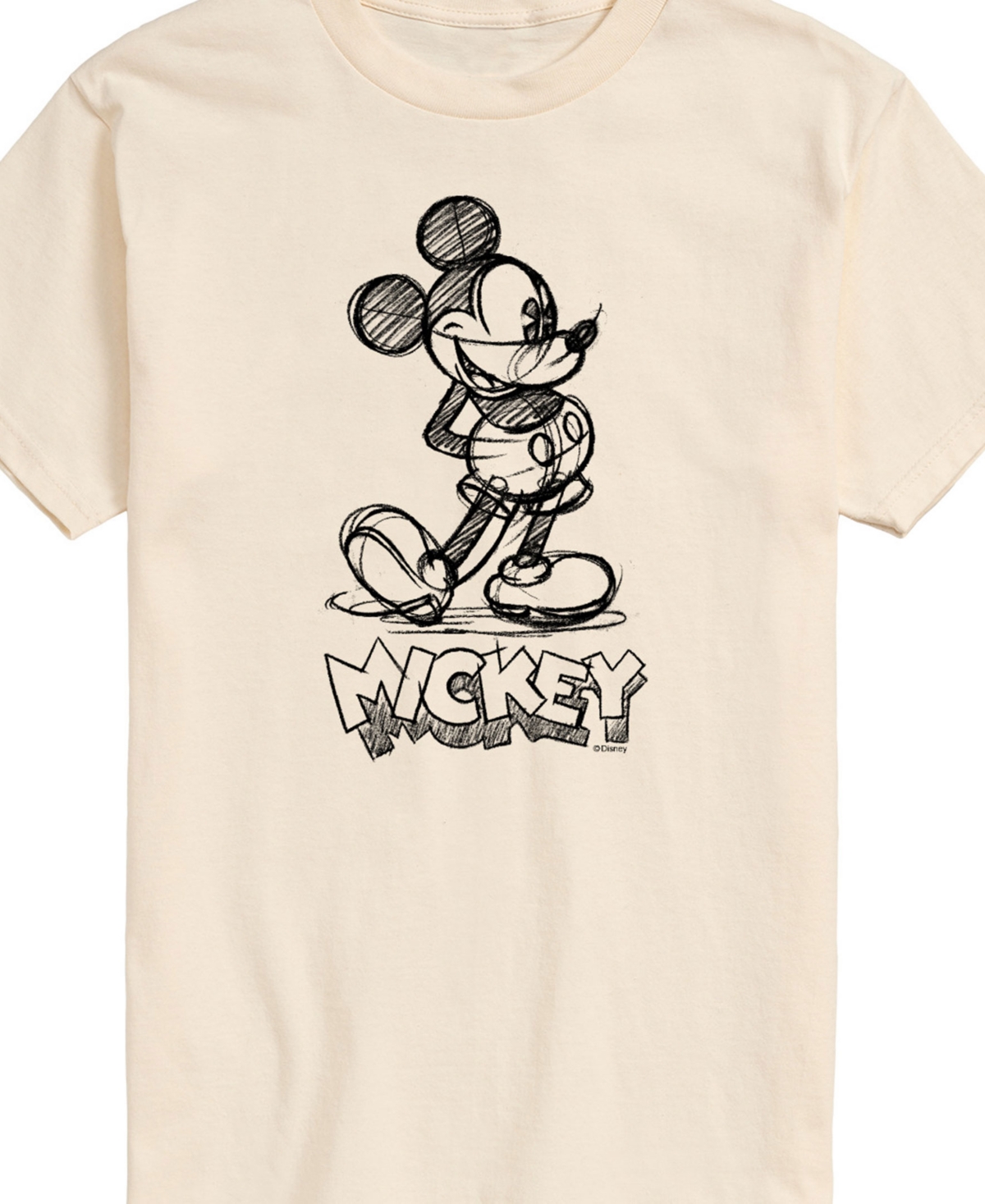Airwaves Men's Disney Mickey Sketch Graphic Short Sleeve T-shirt In Beige,khaki