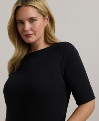 Plus Size Cotton-Blend Boatneck Top
