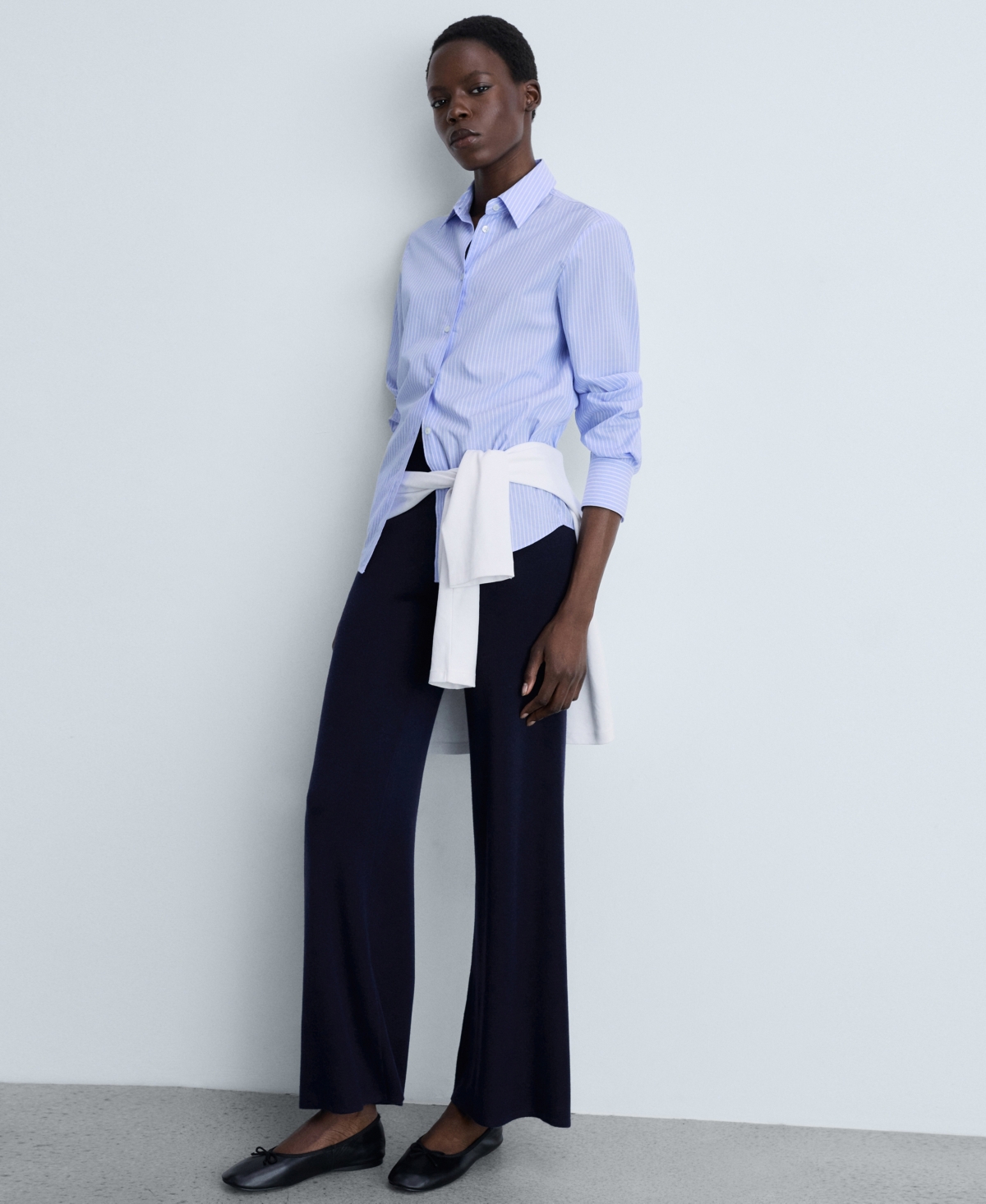 Mango Women's Straight Knitted Pants In Dark Navy