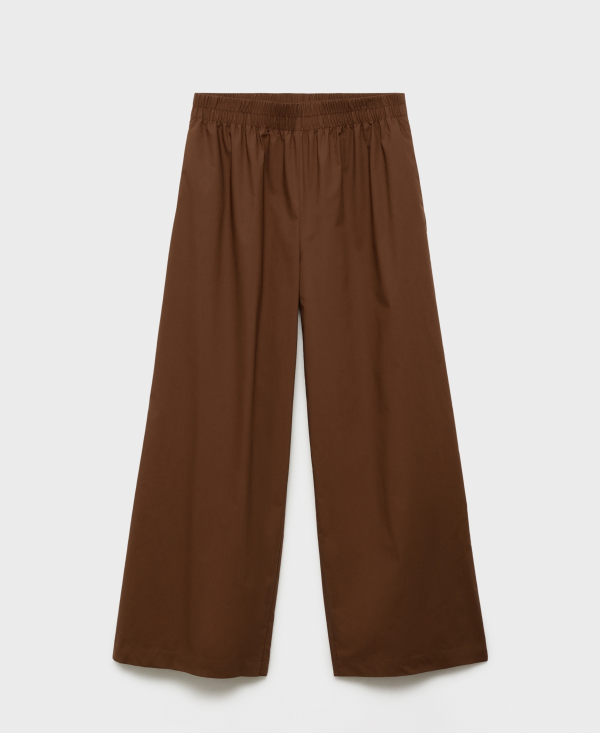 Mango Cotton Wide Leg Pants In Brown