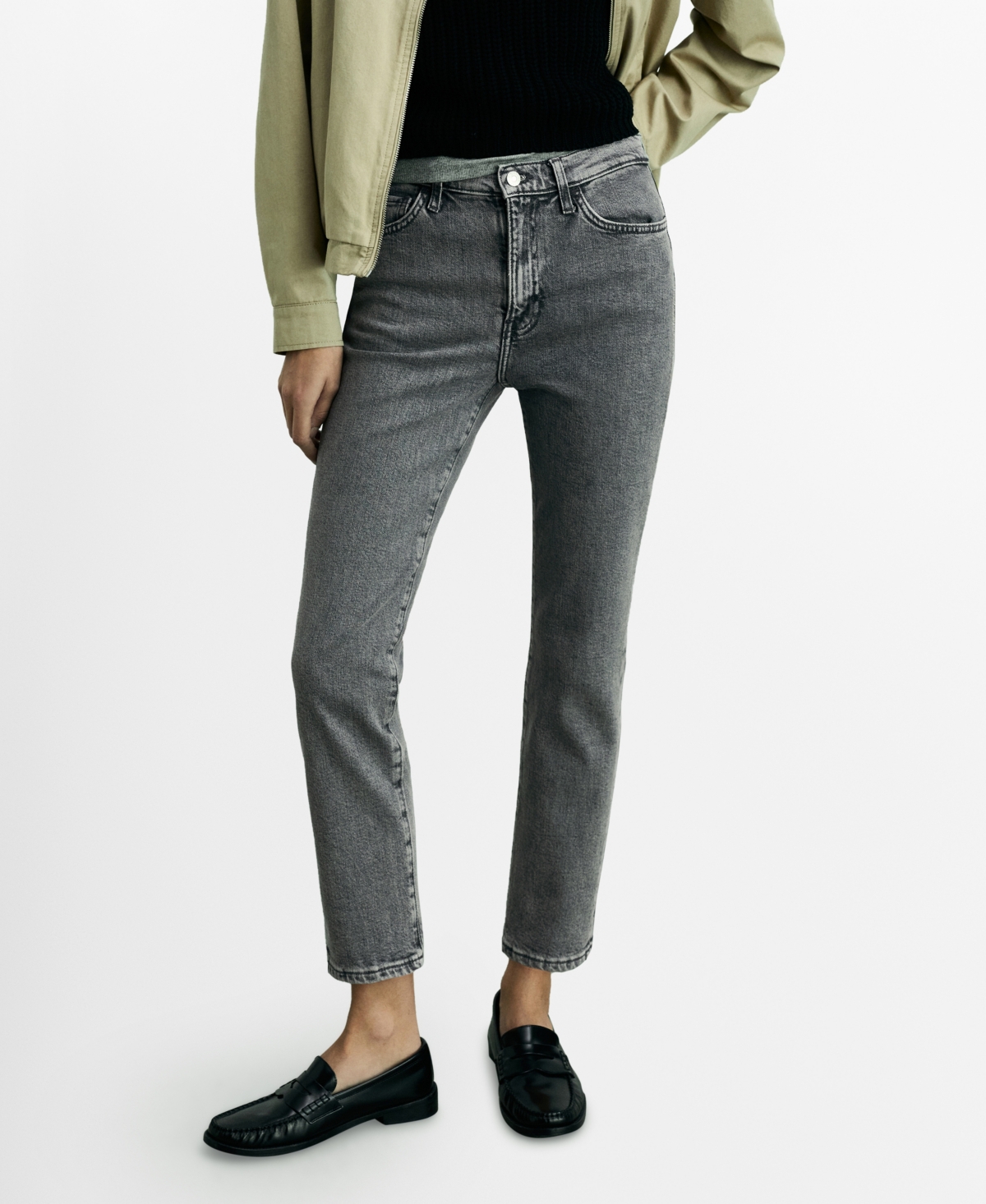 Mango Women's Claudia Slim-fit Cropped Jeans In Open Gray
