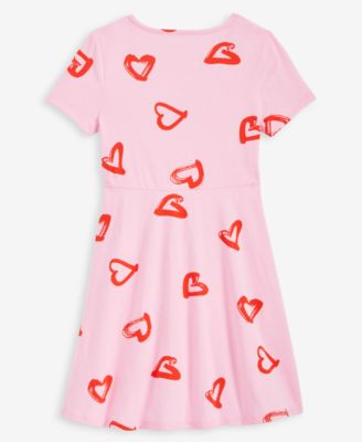 Little & Big Girls Heart-Print Skater Dress, Exclusively at Macy's