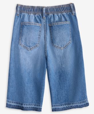 Little & Big Girls Wide Leg Cotton Denim Jort Shorts, Exclusively at Macy's