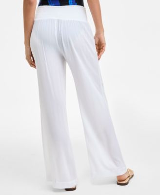 Women's Smocked-Waist Cover-Up Pull-On Pants