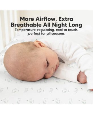 2pk Aereo Fitted Crib Sheets for Boys, Girls, 52x28 Standard Baby Crib Mattress Sheets, Bamboo Viscose Cotton