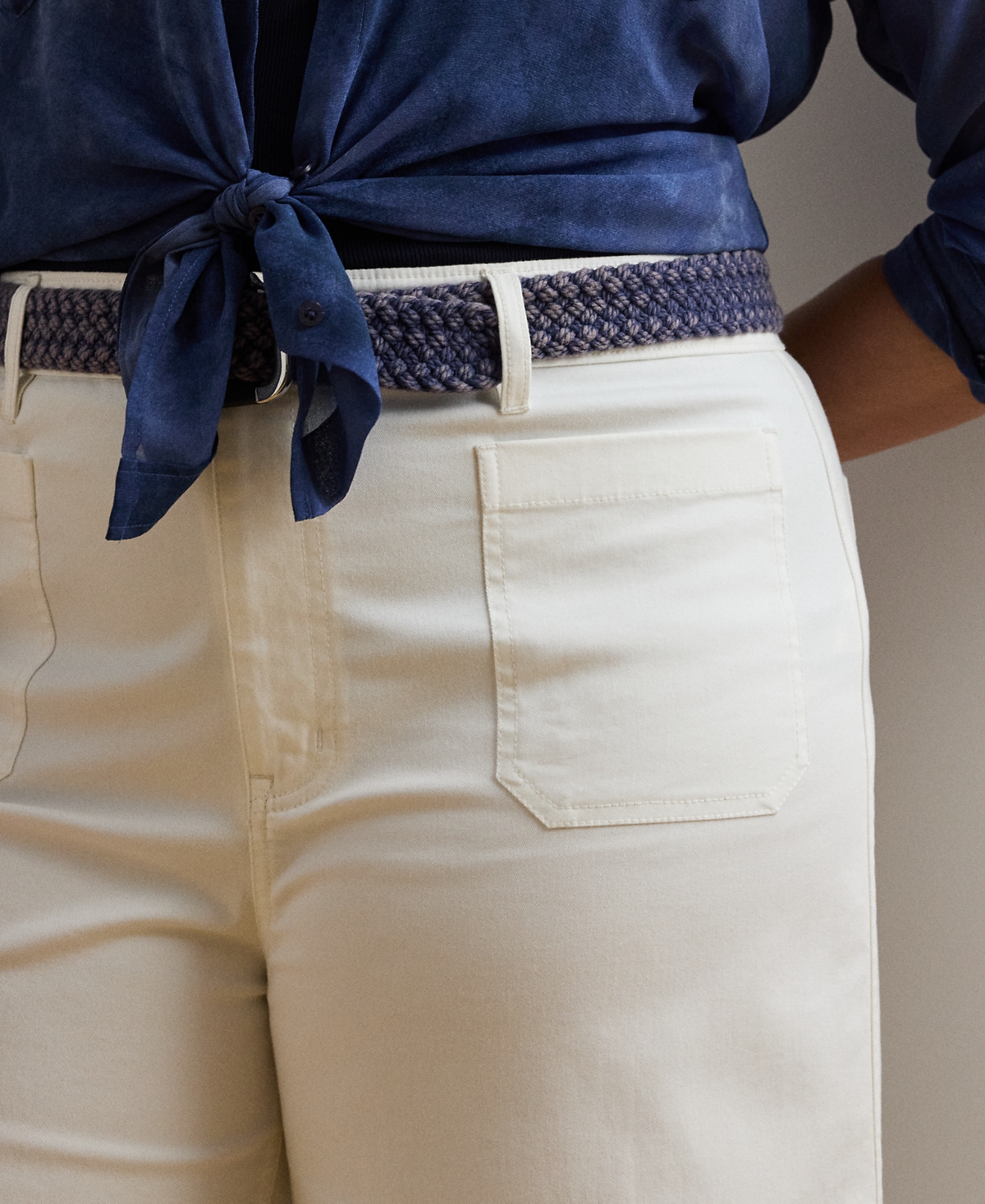 Shop Ralph Lauren Plus Size Stretch Chino Wide-leg Cropped Pants