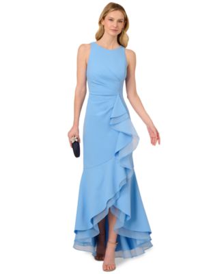 Adrianna Papell - Women's Sleeveless Ruffled High-Low Gown