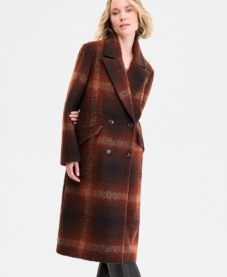 Women's Double-Breasted Plaid Coat