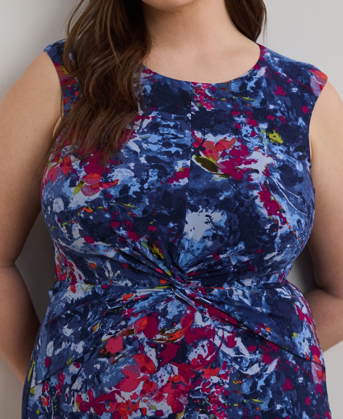 Ralph Lauren Plus Size Print Twist-front Jersey Dress