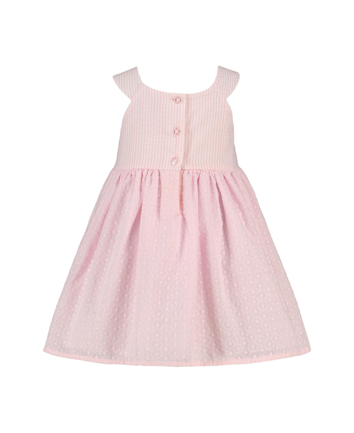 BLUEBERI BOULEVARD BABY GIRLS SEERSUCKER STRIPE WITH EYELET FIT-AND-FLARE DRESS 
