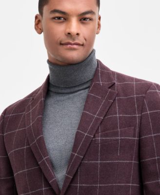 Men's Modern-Fit Wine Window Tweed Sport Coat