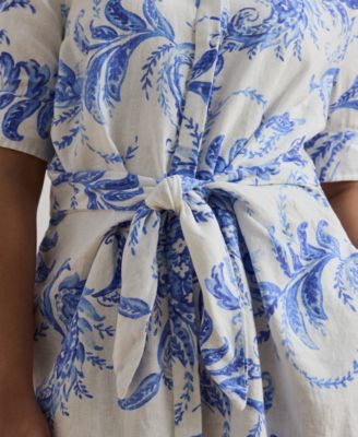 Ralph Lauren★Paisley Tie-Front Linen Shirtdress Paisley Tie-Front Linen Shirtdress