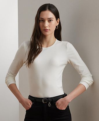 Cotton-Blend Long-Sleeve Top