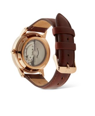 Unisex Automatic Brown Genuine Italian Chrome-Free Leather Watch, 40mm