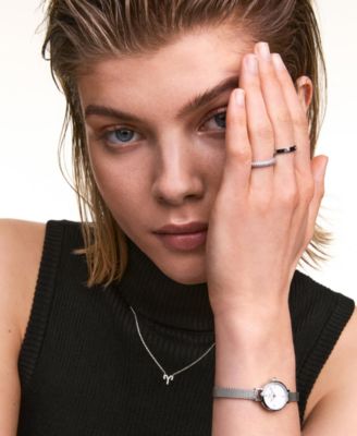 Unisex Analog Silver-Tone Stainless Steel Watch, 19mm