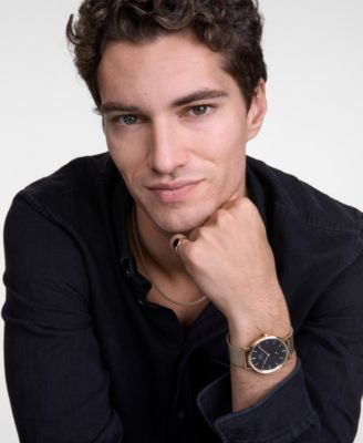 Unisex Analog Gold-Tone Stainless Steel Mesh Watch, 40mm