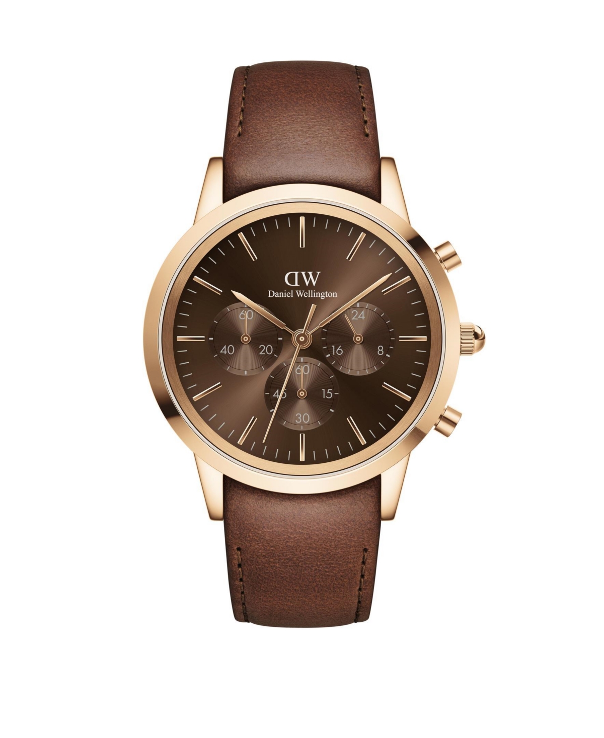Unisex Chronograph Brown Leather Watch, 42mm - Brown