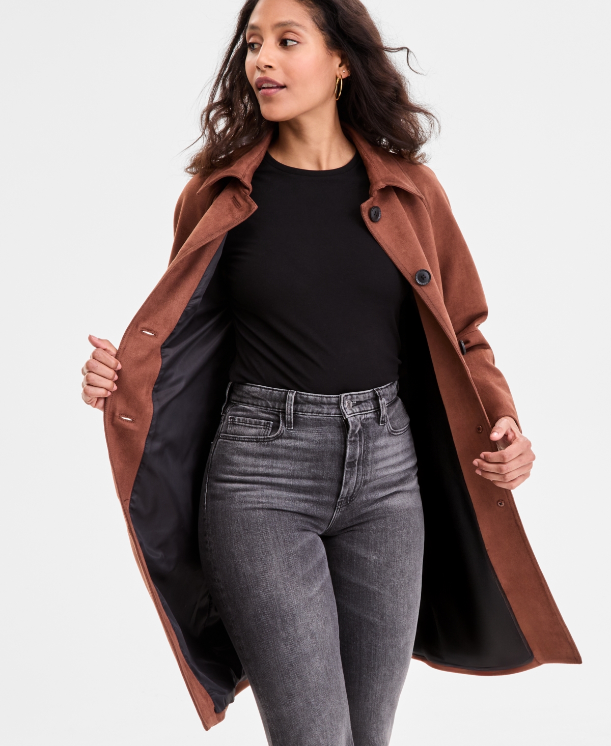 Bcbgmaxazria Women's Button-Front Faux-Suede Jacket