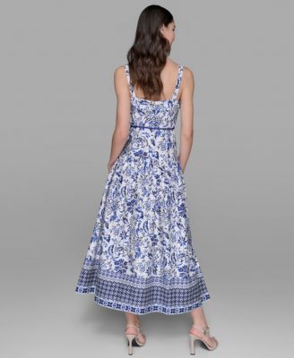 Women's Floral-Print Square-Neck Midi Dress