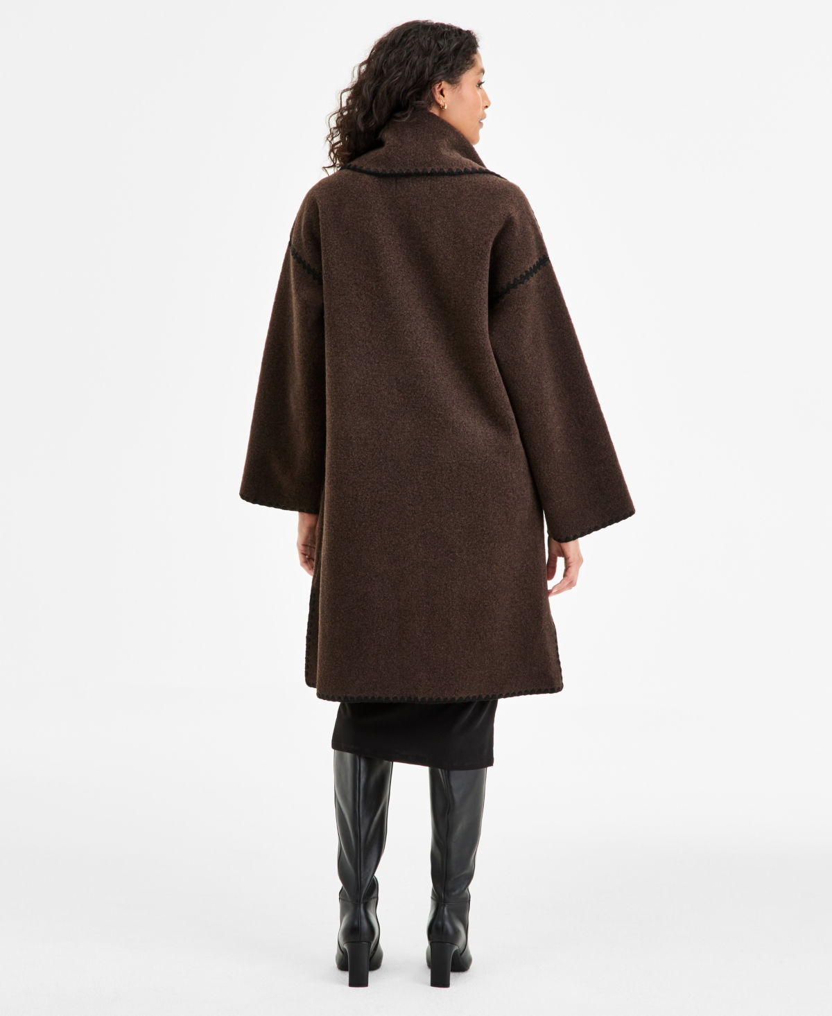 Bcbgmaxazria Women's Button-front Edge-stitch Scarf Coat In Brown
