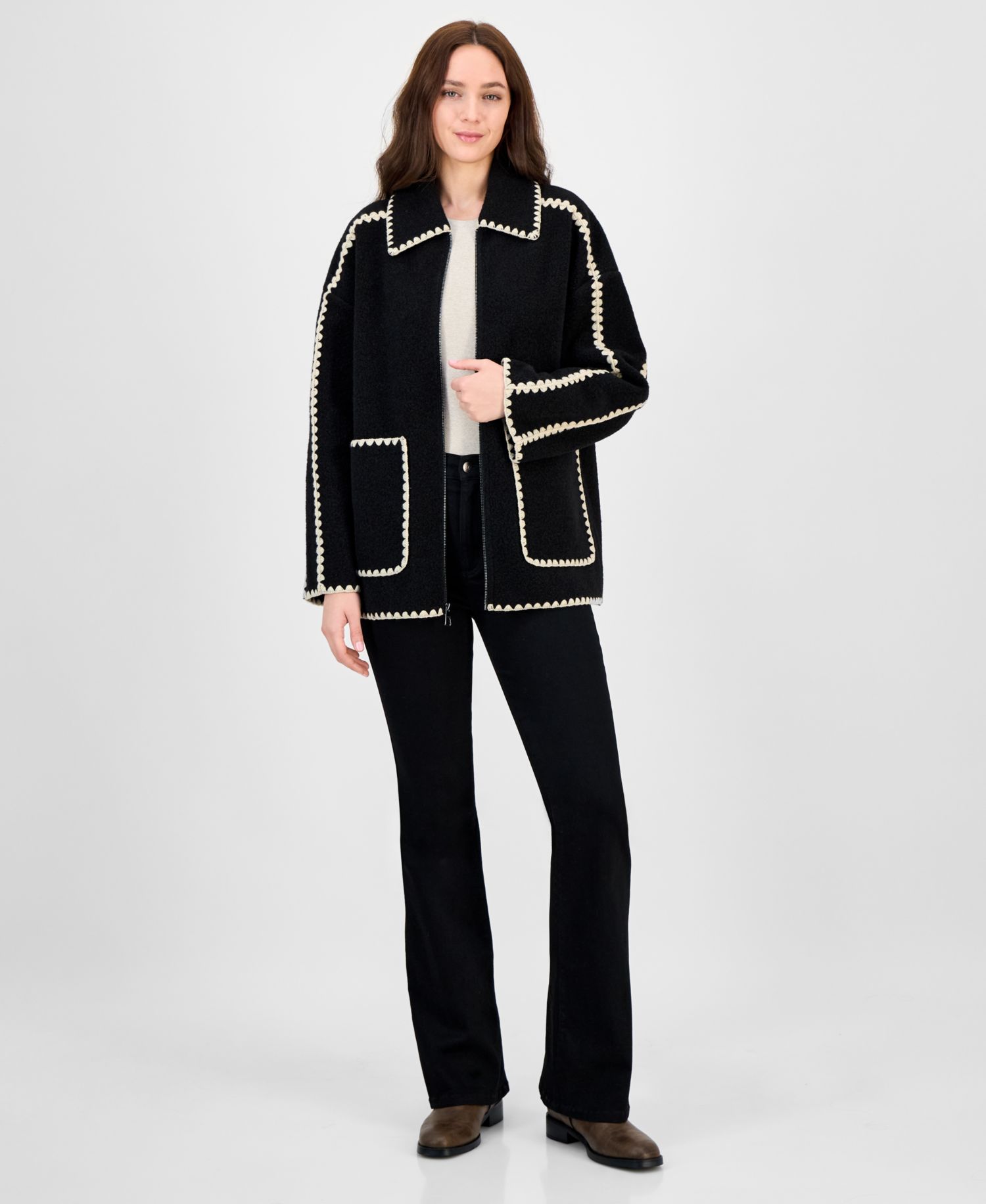 Women's Short Collared Zip Coat