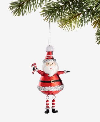 Holiday Lane - Heritage Glass Santa with Candy Cane Ornament
