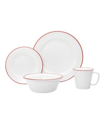 Bistro Red Band 16 Pc. Dinnerware Set, Service for 4