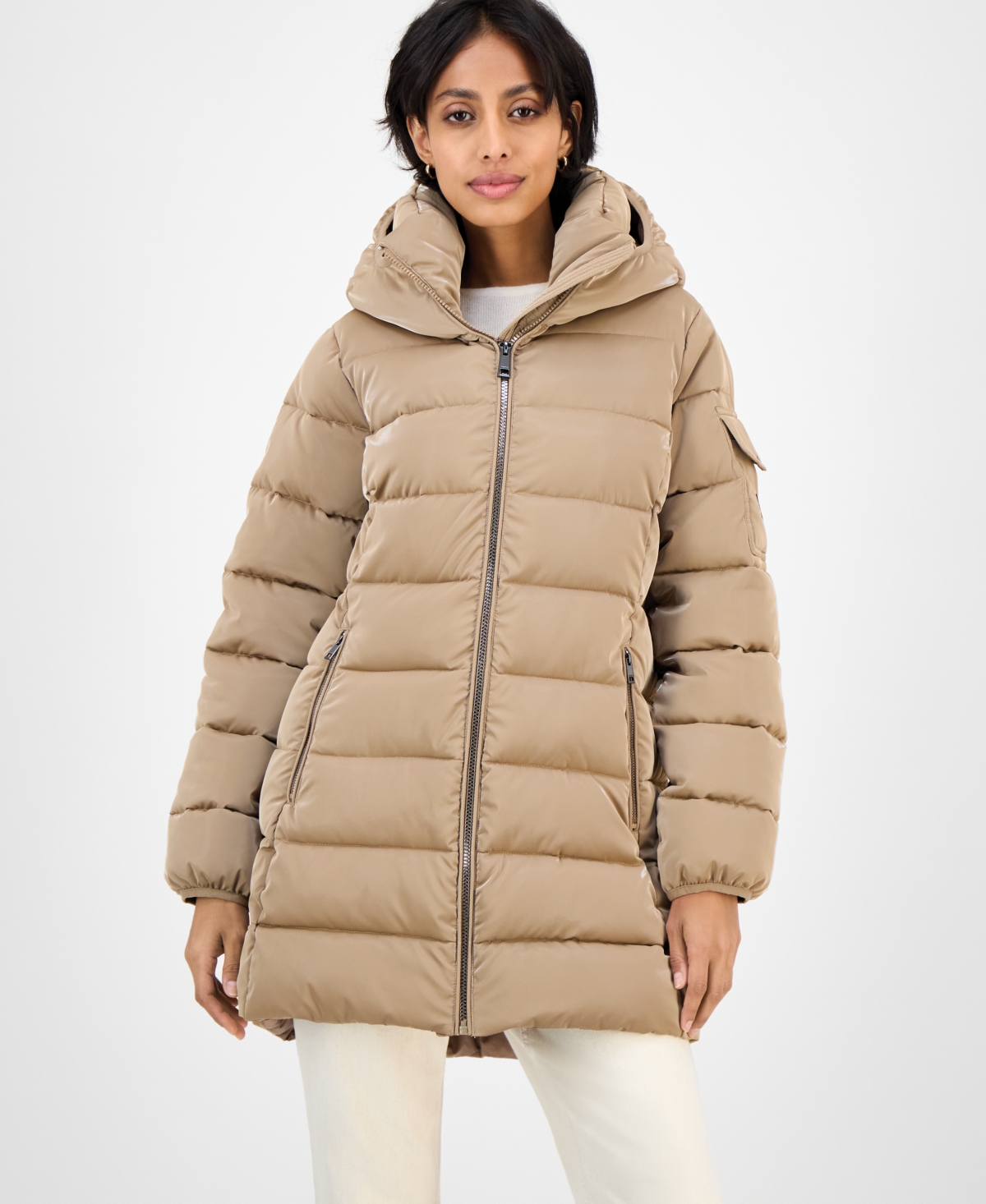 Bcbgmaxazria Women's Hooded Puffer Coat In Brown