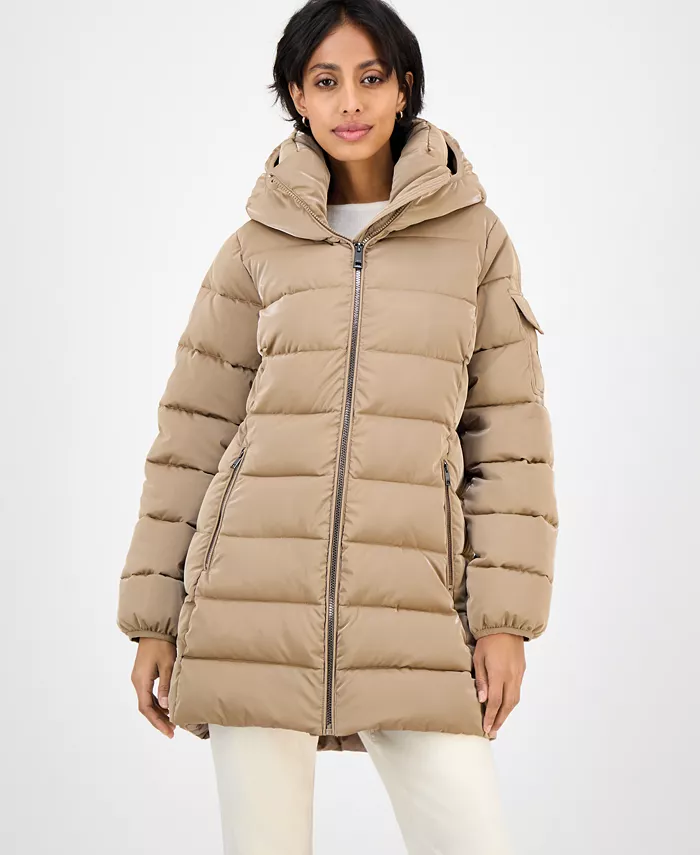 Women's Hooded Puffer Coat - thumbnail 7