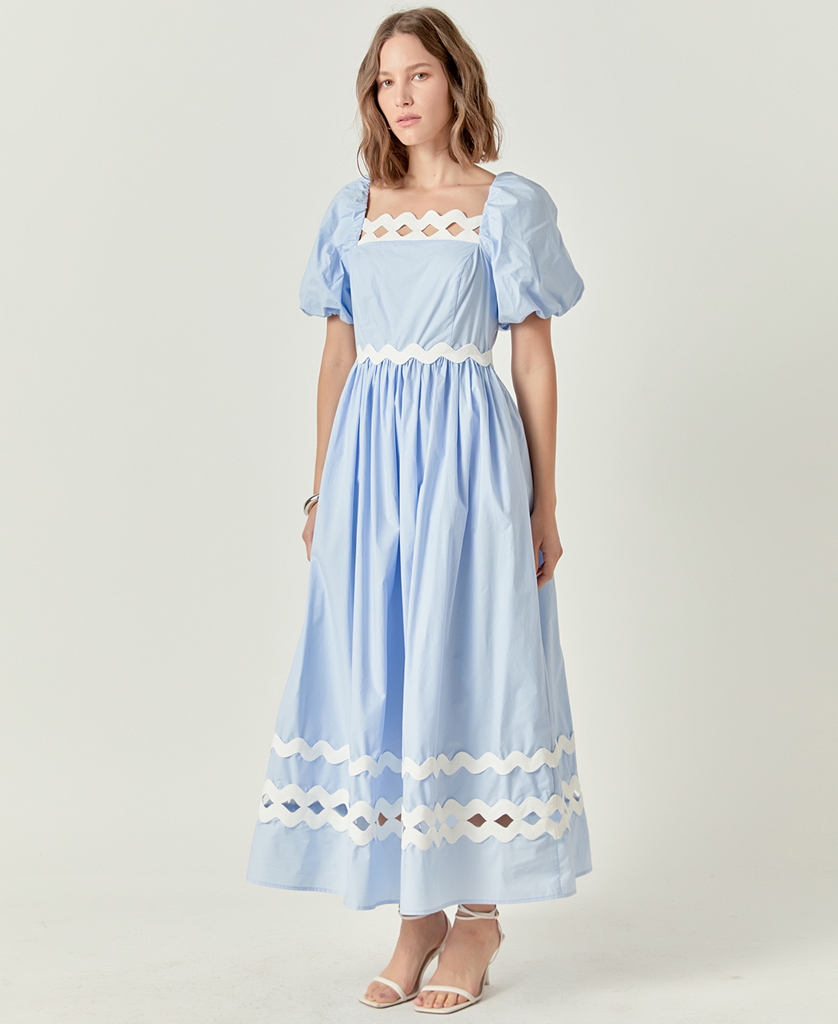ENGLISH FACTORY WOMEN'S SCALLOP-TRIM COTTON MIDI DRESS 