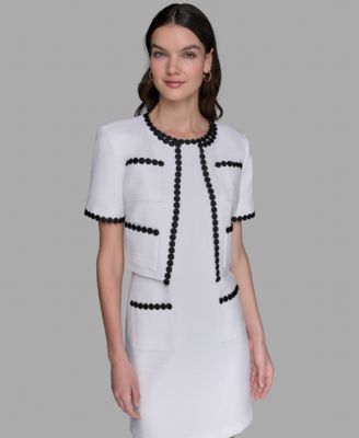 Women's Contrast-Trim Short-Sleeve Jacket 