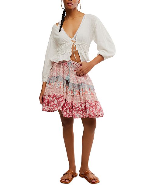 alfani Free People Women's Many Layers Printed Skirt Women's Fashion Shoes & Accessories