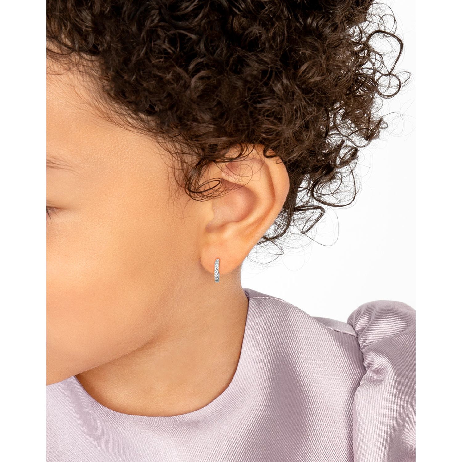 Sterling Silver Timeless Pave Huggie Hoop Earrings