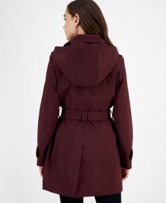 Women's Hooded Belted Zip-Front Raincoat