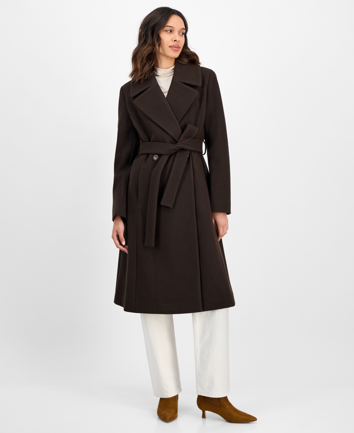 Cece Women's Single-breasted Belted Coat In Brown
