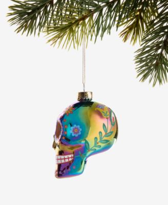 Day of the Dead Glass Colorful Skull Ornament, Macy's Exclusive