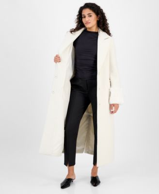 Women's Notched-Collar Single-Breasted Maxi Coat