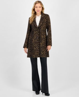 CeCe - Women's Single-Breasted Animal-Print Coat