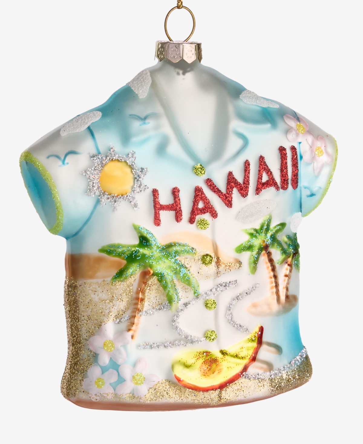 Holiday Lane Hawaii Glass Glittered Shirt Ornament, Macy's Exclusive In Transparent
