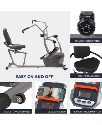 Performance Recumbent Cross Trainer & Elliptical Bike with Dual Motion Arm Exercisers, SunnyFit App Enhanced Bluetooth Connectivity