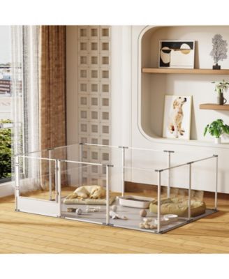 Transparent Pet Pen with Mat for Dog/Cat/Rabbit Litter Box